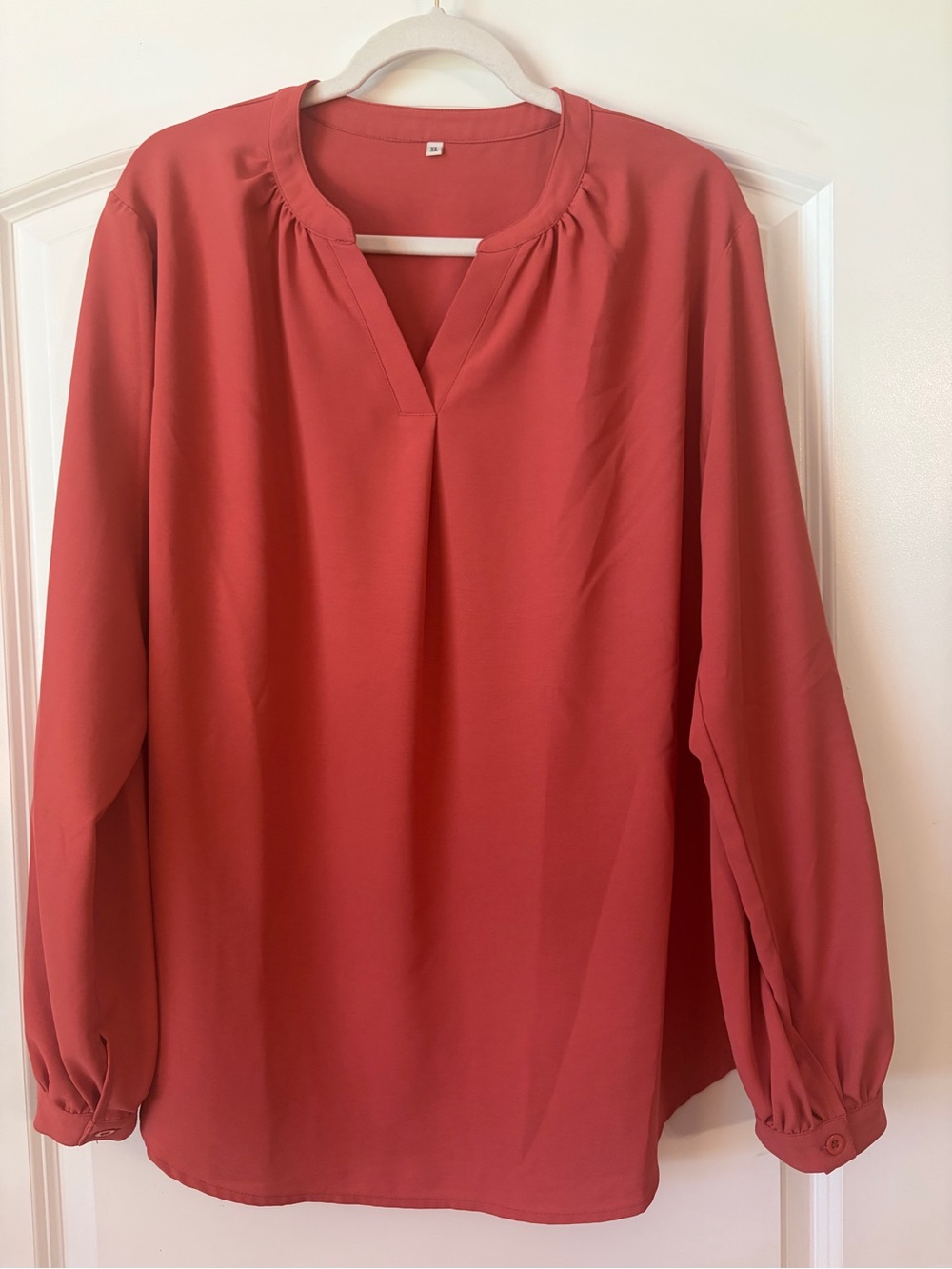 Women's Long Sleeve Split Neck Blouse - Rose